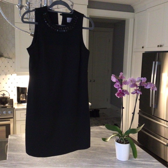 Jesse Ryan mod A line little black dress with mod stones at throat size small🖤 - Picture 12 of 17
